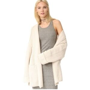 Free People “Low Tide” Slouchy Relaxed Open Front Cardigan Neutral Cream Cozy